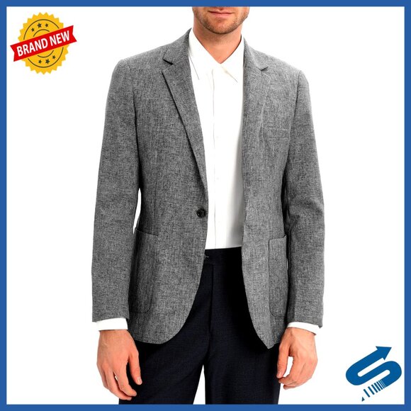 Men's Linen Sport Coat Blazer One Button Casual Slim Fit Jacket